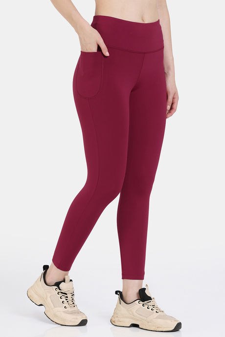 Zelocity Quick Dry Gym Leggings - Beet Red — image 3